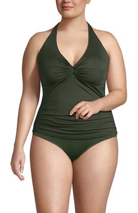 Lands' End Lands' End Plus Size Twist Halter Tankini Top