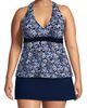 Lands' End Lands' End Plus Size V-Neck Racerback Flutter Tankini - 1