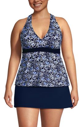 Lands' End Lands' End Plus Size V-Neck Racerback Flutter Tankini