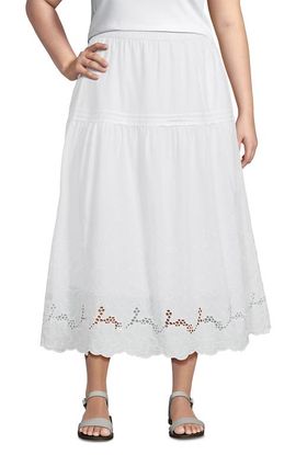 Lands' End Lands' End Plus Size Voile Eyelet Maxi Skirt