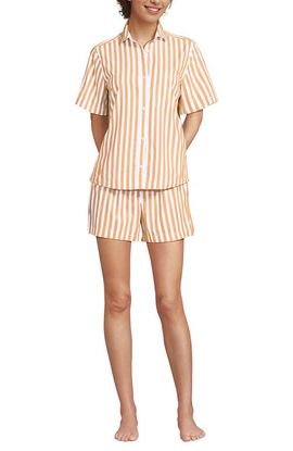 Lands' End Lands' End Poplin 2 Piece Pajama Set - Short Sleeve Shirt and Shorts