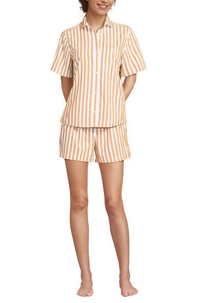Lands' End Lands' End Poplin 2 Piece Pajama Set - Short Sleeve Shirt and Shorts