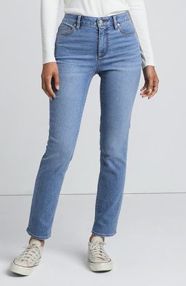 Lands' End Lands' End Recover Denim Mid Rise Slim Leg Jeans