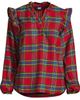 Lands' End Lands' End Ruffle Front Flannel Popover Blouse - 3