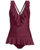 Lands' End Lands' End Ruffle Plunge Skirted High Leg One Piece - 3