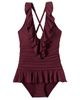 Lands' End Lands' End Ruffle Plunge Skirted High Leg One Piece - 4