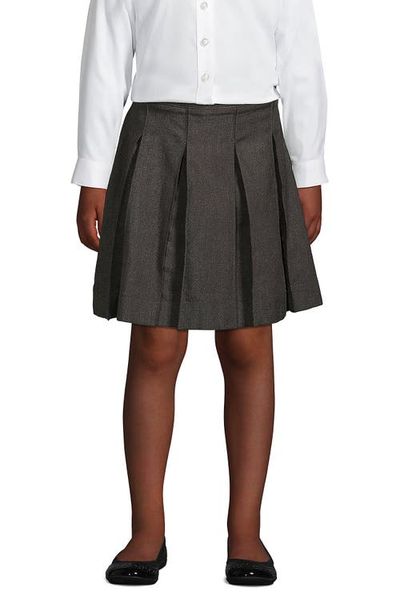 Lands' End Lands' End School Uniform Girls Solid Box Pleat Skirt Below the Knee