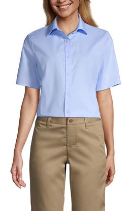 Lands' End Lands' End School Uniform No Gape Short Sleeve Stretch Shirt