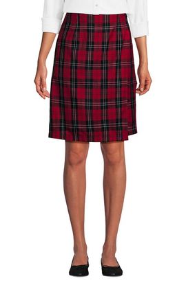 Lands' End Lands' End School Uniform Plaid A Line Tab Skort Top of Knee
