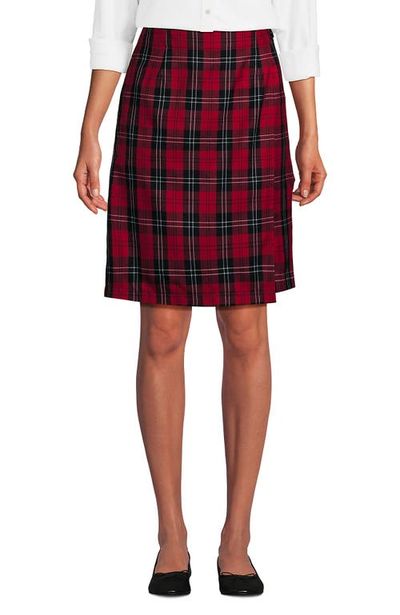 Lands' End Lands' End School Uniform Plaid A Line Tab Skort Top of Knee