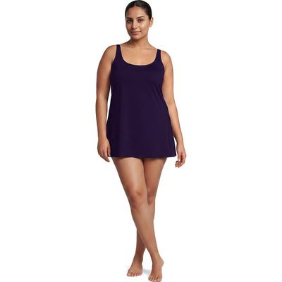 Lands' End Lands' End Scoop Neck Mini Swim Dress One Piece Swimsuit
