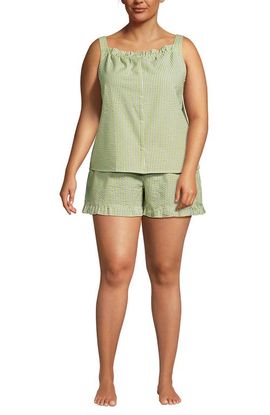 Lands' End Lands' End Seersucker 2 Piece Pajama Set - Tank and Shorts