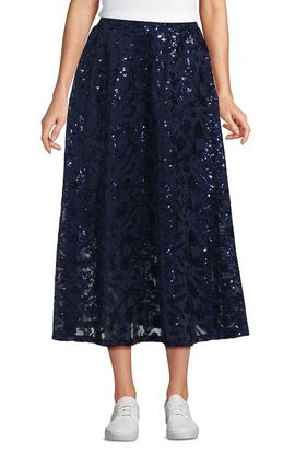 Lands' End Lands' End Sequin Lace Mid Rise Midi Skirt