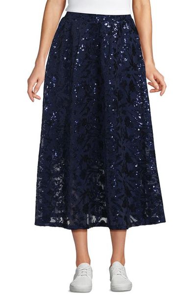 Lands' End Lands' End Sequin Lace Mid Rise Midi Skirt
