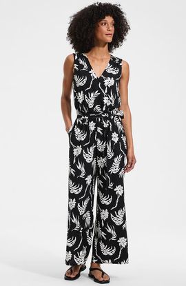 Lands' End Lands' End Sleeveless Creaseless Wrap Jumpsuit