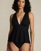 Lands' End Lands' End SlenderSuit Plunge Ruched X-Back Ruffle Fauxkini One Piece Swimsuit - 1
