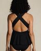 Lands' End Lands' End SlenderSuit Plunge Ruched X-Back Ruffle Fauxkini One Piece Swimsuit - 2