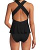 Lands' End Lands' End SlenderSuit Plunge Ruched X-Back Ruffle Fauxkini One Piece Swimsuit - 4