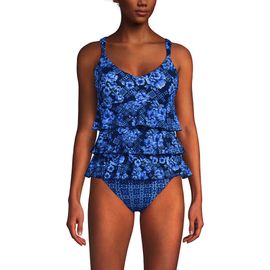 Lands' End Lands' End Smoothing Control Ruffle Fauxkini One Piece Swimsuit