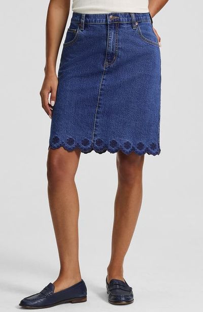 Lands' End Lands' End Soft Denim Classic 5 Pocket Above the Knee Skirt
