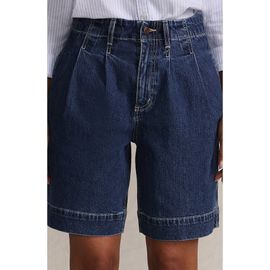 Lands' End Lands' End Soft Denim High Rise 7" Pleated Trouser Shorts