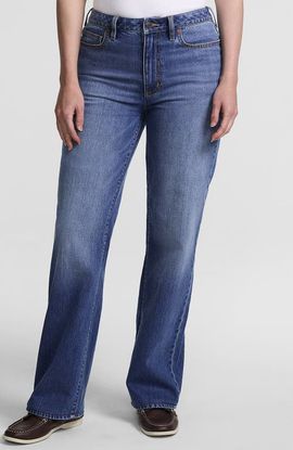 Lands' End Lands' End Soft Denim Mid Rise Relaxed Straight Leg Jeans