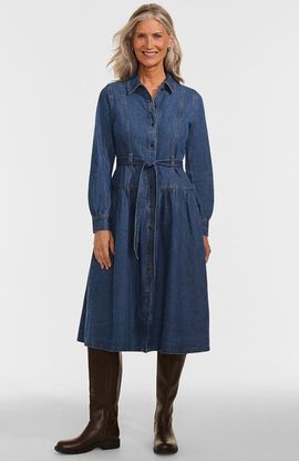 Lands' End Lands' End Soft Denim Midi Shirt Dress