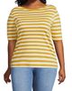 Lands' End Lands' End Supima Cotton Elbow Sleeve Boatneck Button Shoulder Tee - 1