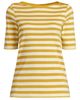 Lands' End Lands' End Supima Cotton Elbow Sleeve Boatneck Button Shoulder Tee - 3