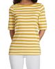 Lands' End Lands' End Supima Cotton Elbow Sleeve Boatneck Button Shoulder Tee - 4