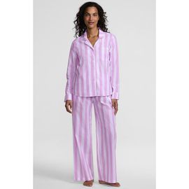 Lands' End Lands' End Tall Cotton Poplin 2 Piece Pajama Set - Long Sleeve Top and Pants