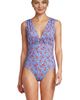 Lands' End Lands' End Wide Strap Plunge Shirred One Piece - 1