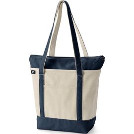 Lands' End Lands' End Zip Top Long Handle Canvas Tote Bag