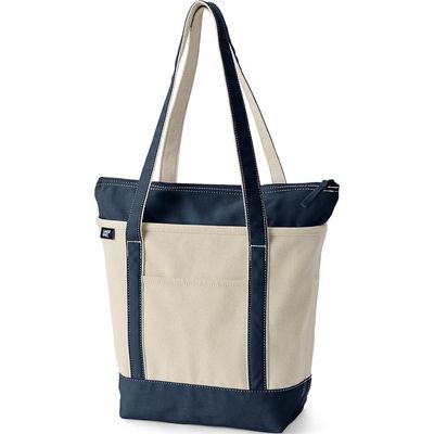 Lands' End Lands' End Zip Top Long Handle Canvas Tote Bag