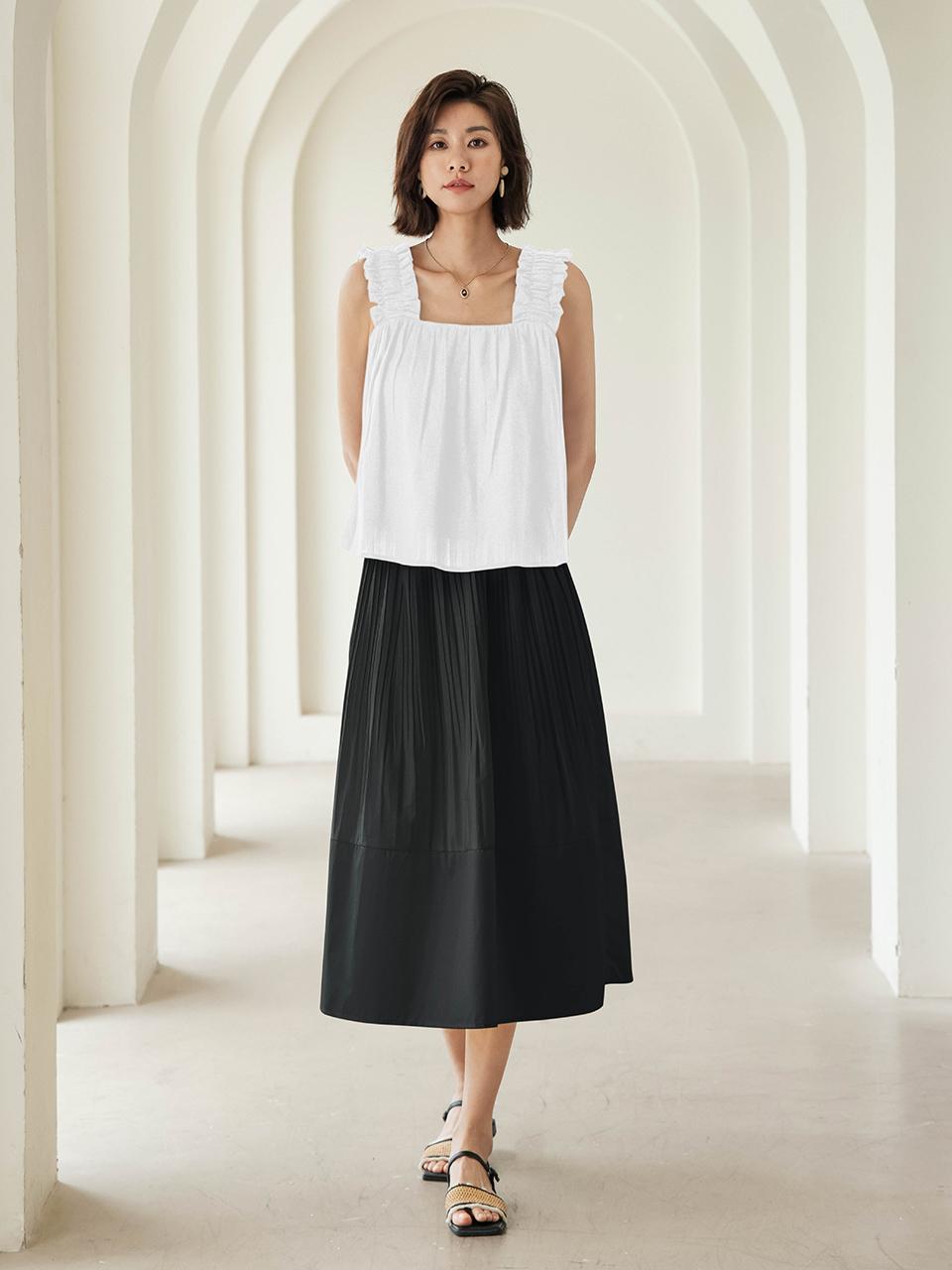 LANGSON A Line Shirring Skirt (3 Color)