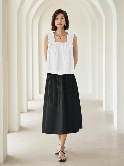 LANGSON A Line Shirring Skirt (3 Color)