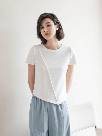 LANGSON Crewneck Slim Fit Top_White