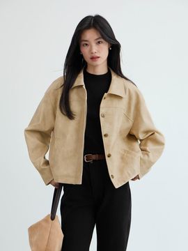 LANGSON Cropped Simple Leather Jacket - 2 Colors