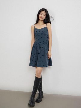 LANGSON Floral Jacquard Slip Dress - Blue