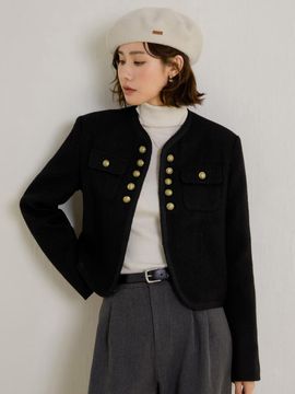 LANGSON Gold Button Celebrity Jacket_Black