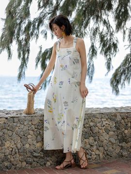LANGSON LS Straight Neck Floral Dress