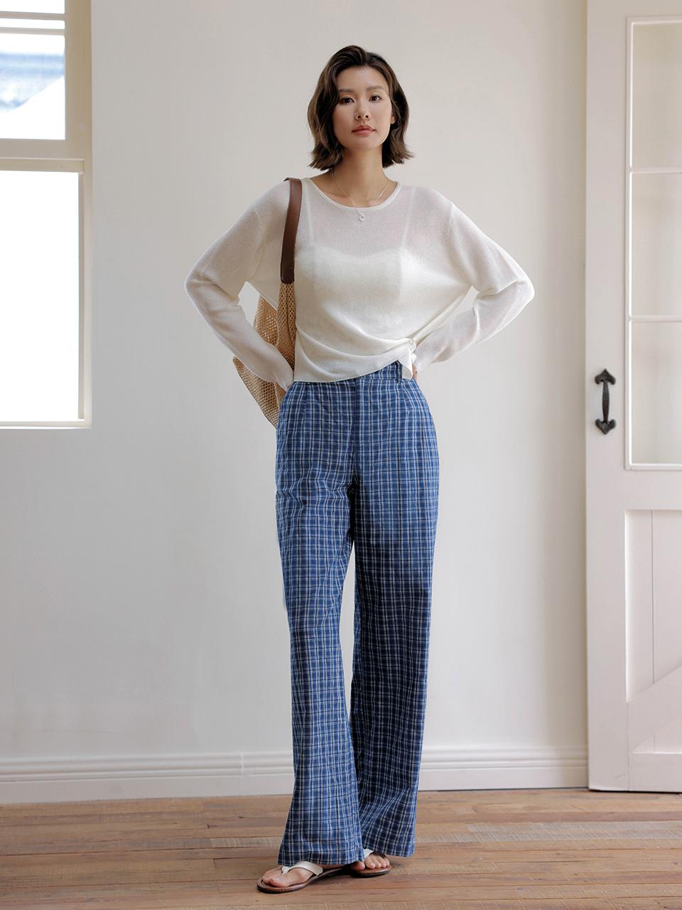 LANGSON LS Wide Leg Plaid Pants