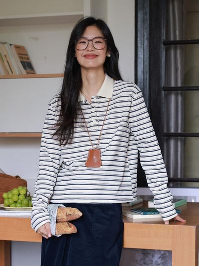 LANGSON LS_Casual striped collar top