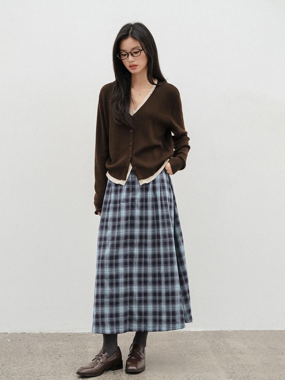 LANGSON LS_Check long A-line skirt
