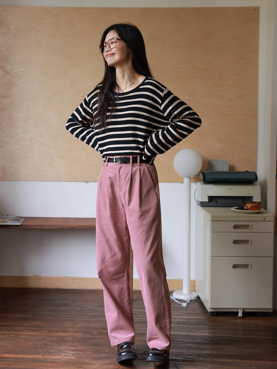 LANGSON LS_Corduroy two tuck pants_2color