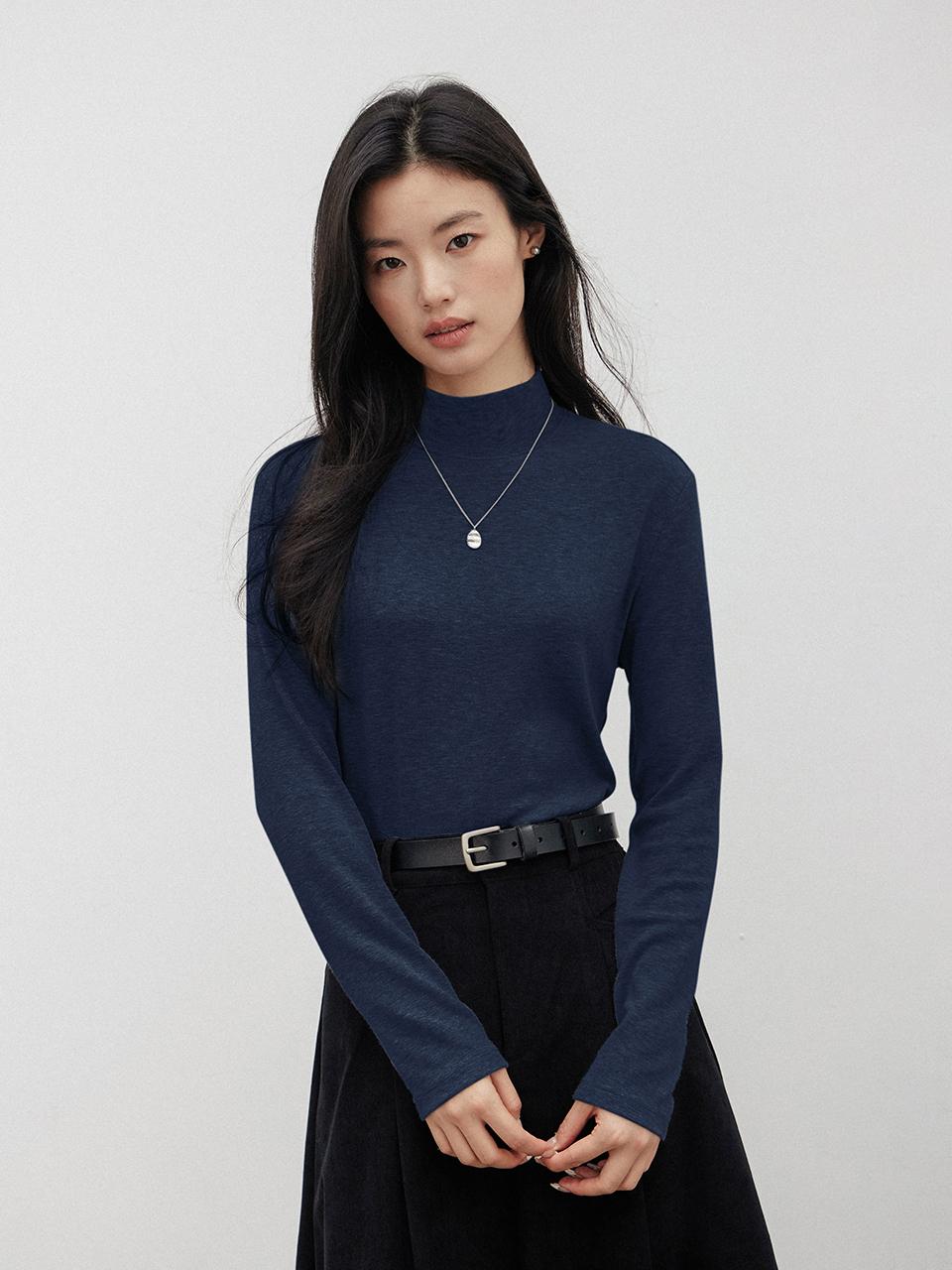 LANGSON LS_Half turtleneck slim knit top_4color