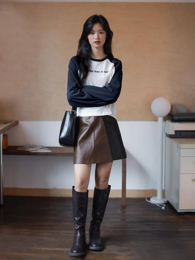 LANGSON LS_Leather mini skirt