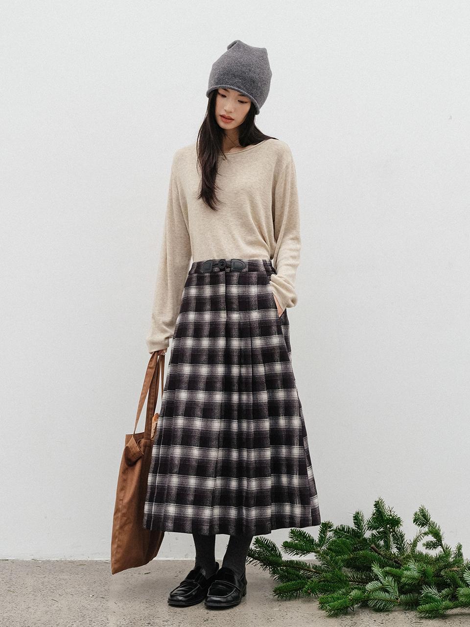 LANGSON LS_Waist point pleated skirt