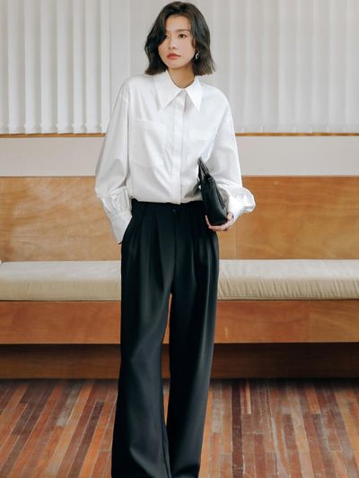 LANGSON Pintuck Wide Long Slacks_Black