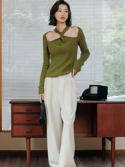 LANGSON Pintuck Wide Long Slacks_White